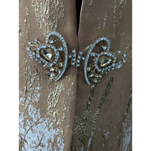 Susanna Women's sz 16 Elegant Duster Jacket Gold Swarovski Crystal Clasp New Tag - Picture 7 of 16